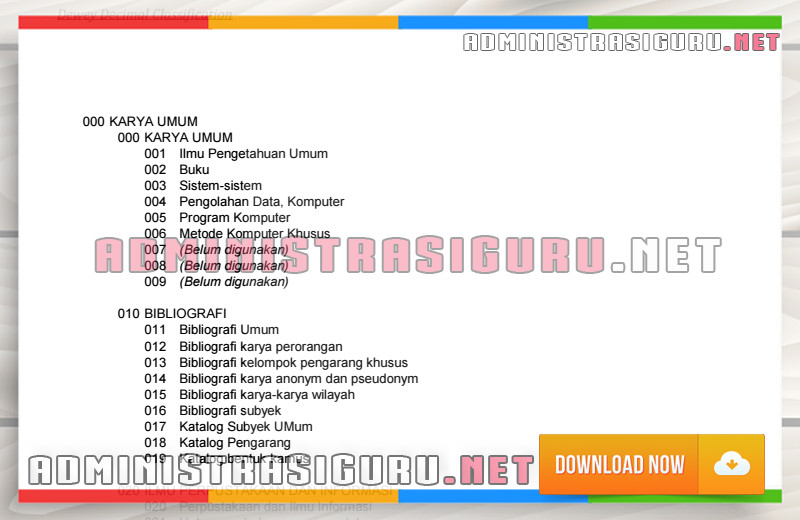 Administrasi Perpustakaan Sekolah - Klasifikasi Buku Menurut DDC Administrasi Perpustakaan Sekolah - Klasifikasi Buku Menurut DDC