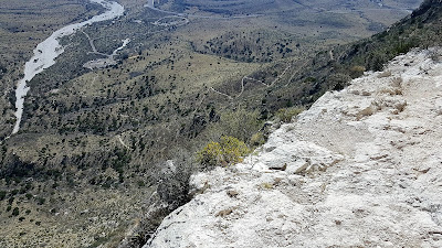 Looking back at the switchbacks of the Guadalupe Mountain Peak from 1000 feet.