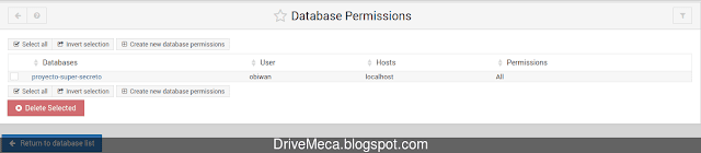 Ya tenemos una nueva db con sus permisos Ya tenemos una nueva db con sus permisos