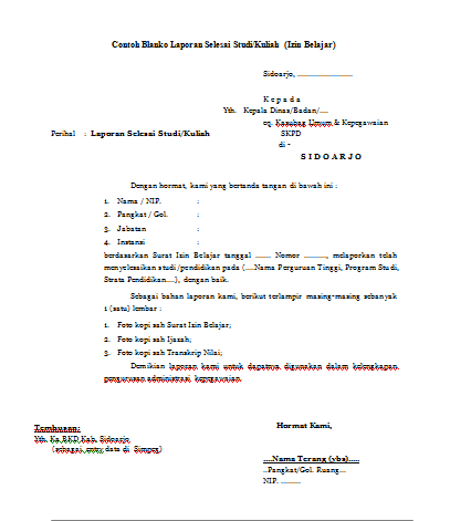 Contoh Laporan Tugas Belajar Pns Seputar Laporan