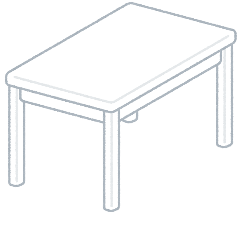 白いテーブルのイラスト 斜め かわいいフリー素材集 いらすとや