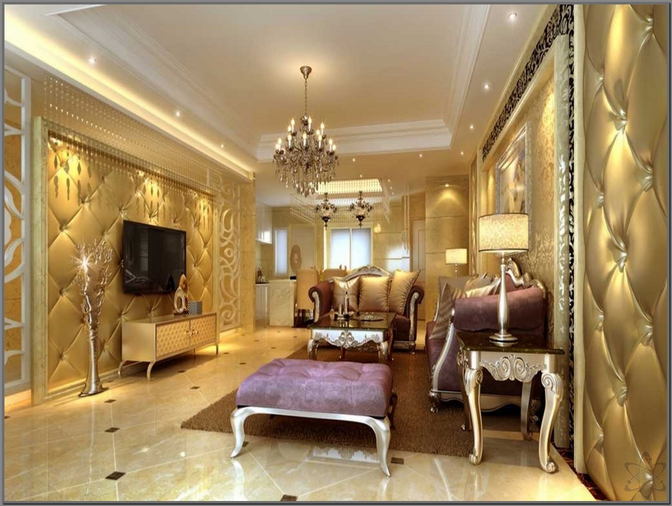 Interior Rumah Mewah Wallpaper Dinding Warna Emas