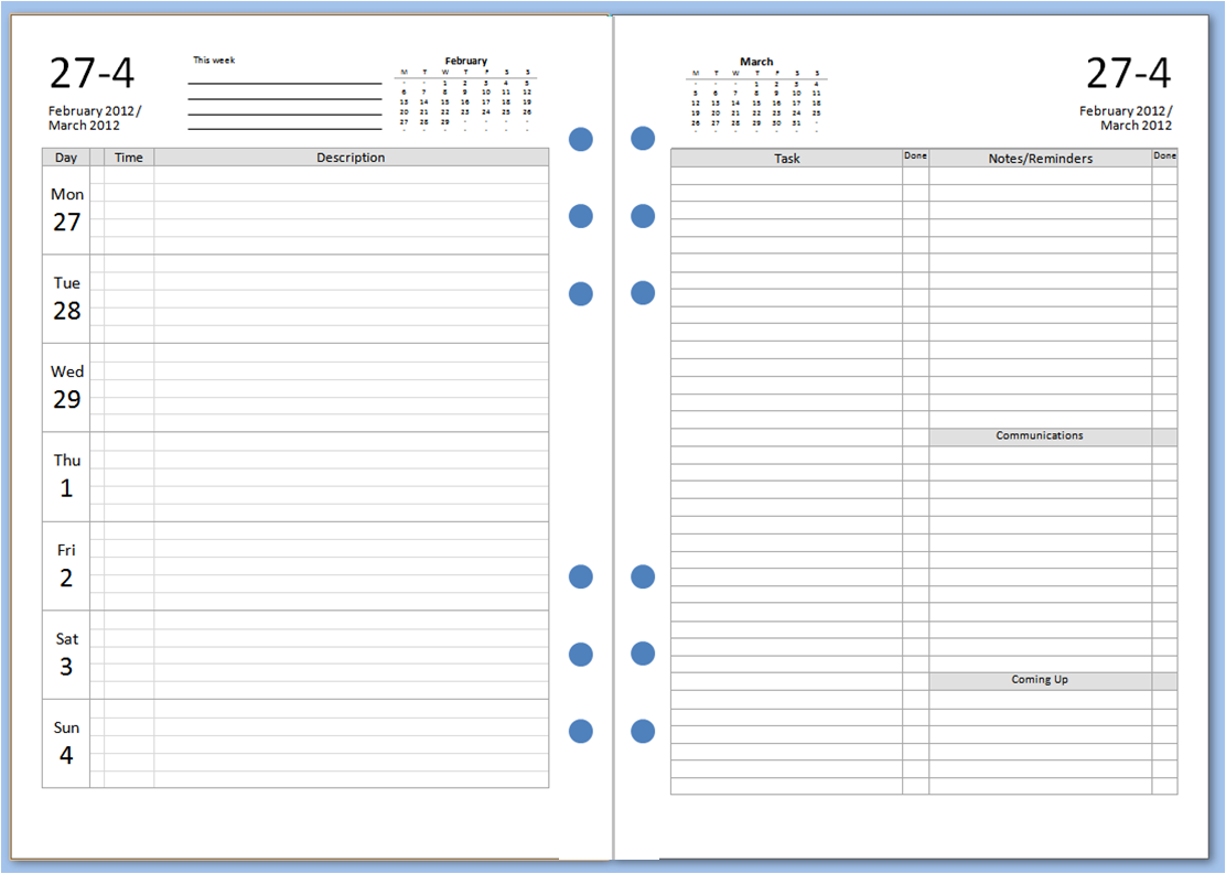 Downloadable Free Printable Diary Pages Templates