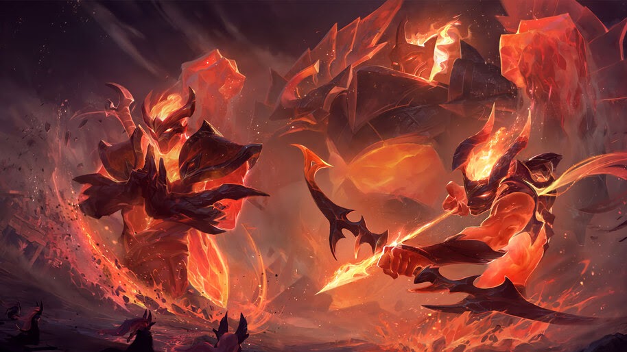 Shen, Varus, Galio, LoL, Infernal, Splash Art, 4K, #3.558 Wallpaper