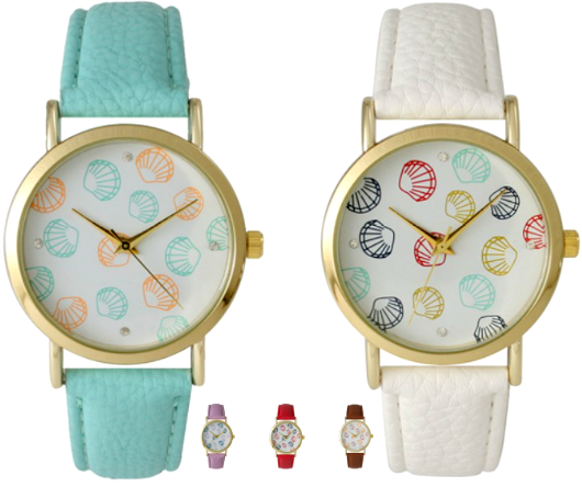silver seashell watch