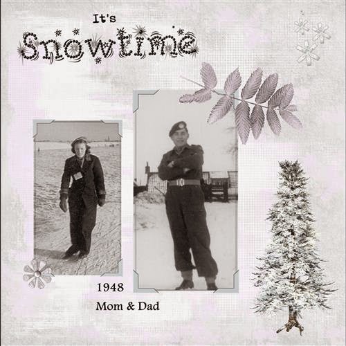 lo 2 - Mom & Dad in the snow . 1948