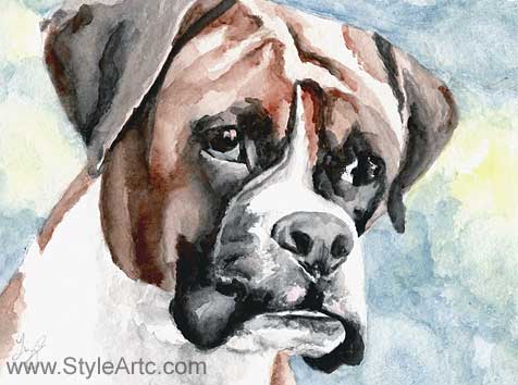 contemporary watercolor dog portraits