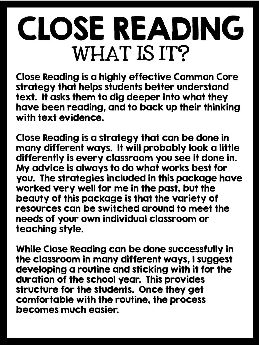 Creative Classroom Core: Close Reading - Tips and Tricks