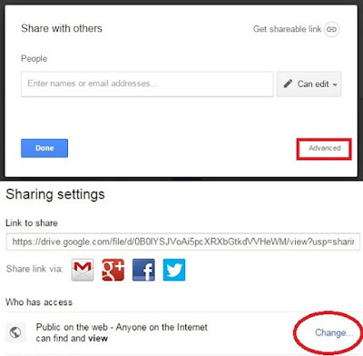 google drive advanced share setting