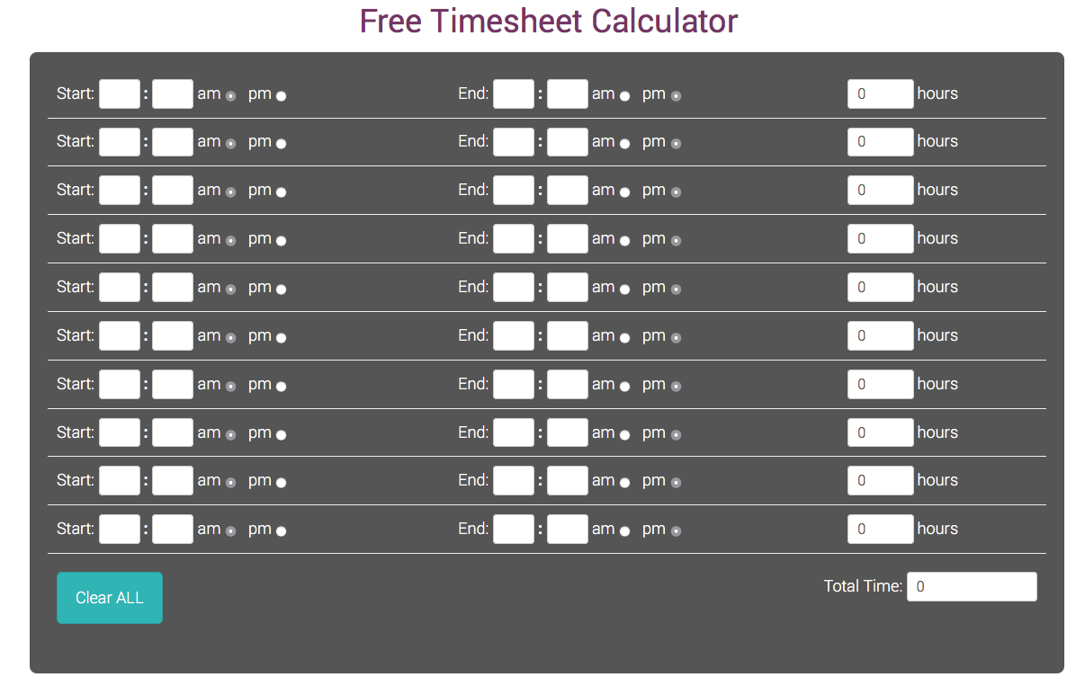 time calculator for work