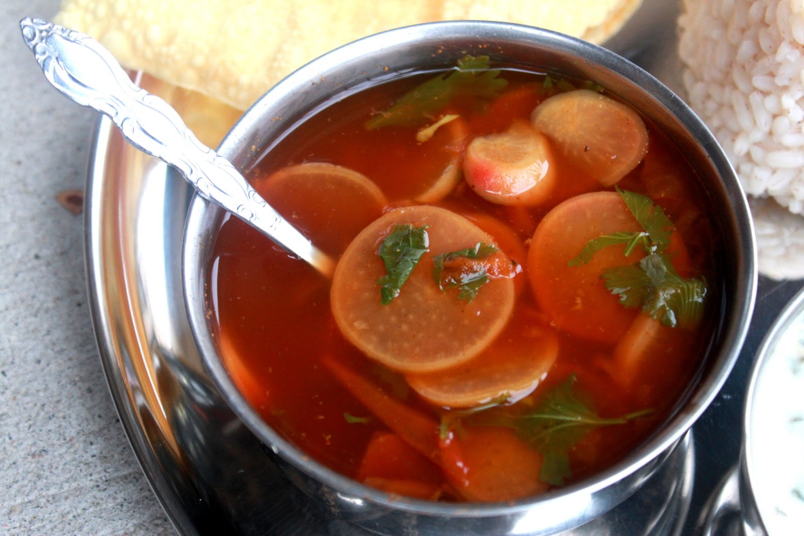 Manju's Eating Delights Red Radish Rasam...a healthy Hot n Sour soup