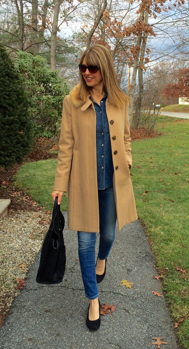 Faux fur and denim - The Midlife Fashionista