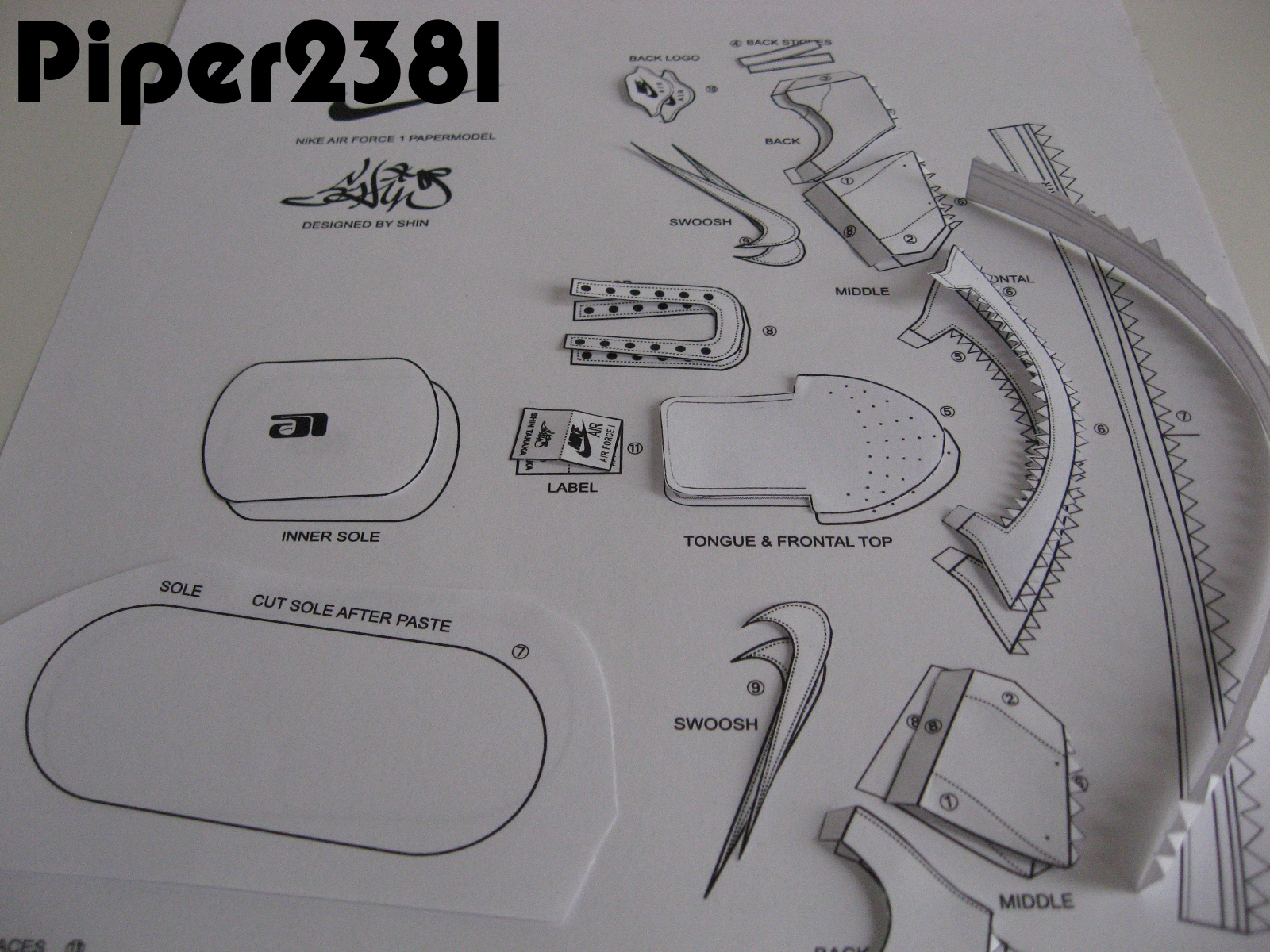Piper2381 Nike Air Force 1 Papercraft
