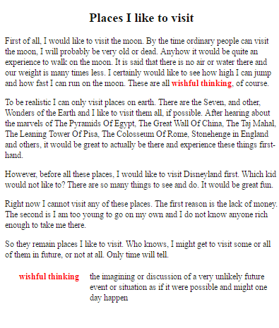 (Places I like to visit) Short Essay in Simple English