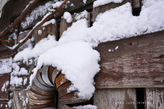 The snowy shed out back with many other snow pictures and stories via Funky Junk Interiors The snowy shed out back with many other snow pictures and stories via Funky Junk Interiors