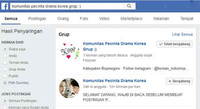 grup facebook pecinta drama korea dan kpop pengguna indonesia