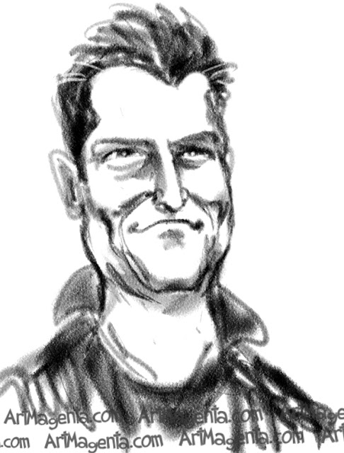 Matthew Perry caricature cartoon. Portrait drawing by caricaturist Artmagenta