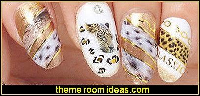 Water Transfer Nail Art Sticker Decal Metallic Leopard Print Jungle Animals themed animal print nail designs - animal themed nail art - wild animal nail art - animal print nail decals - tiger nail stickers - leopard nail stickers - Jungle Animals Nail Art Sticker Decals Water Transfer Nail Art Sticker Decal Metallic Leopard Print Jungle Animals