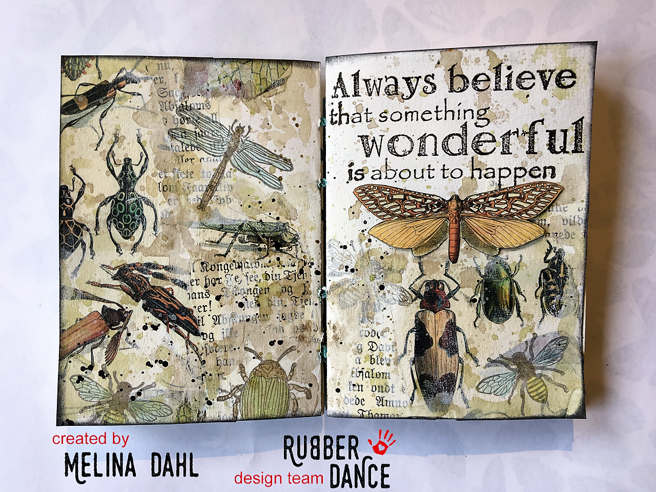 * Rubber Dance Blog * Vintage art journal spread by Melina process video