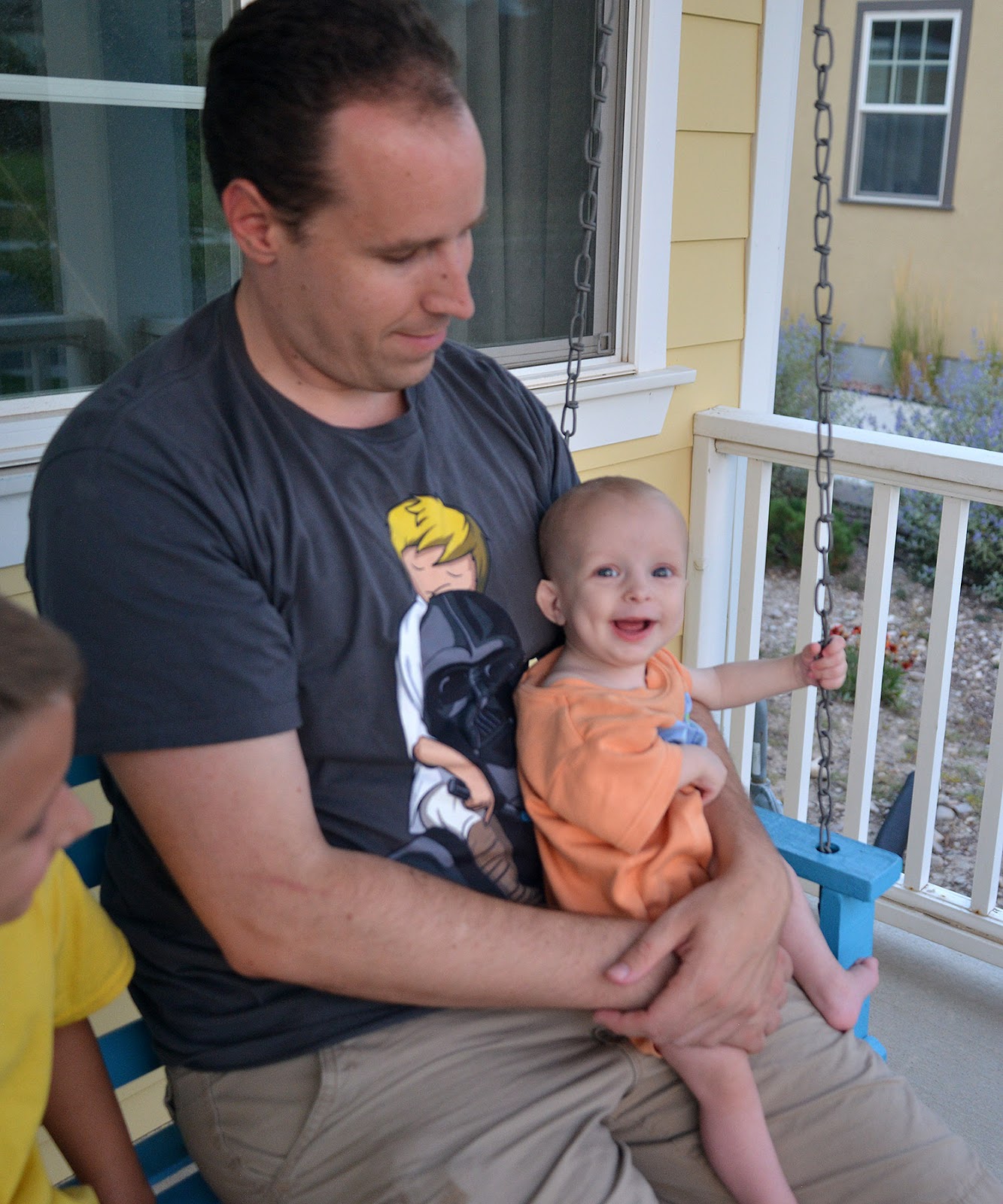 Birthdays, Porch Swing, Peeker - light-in-leaves