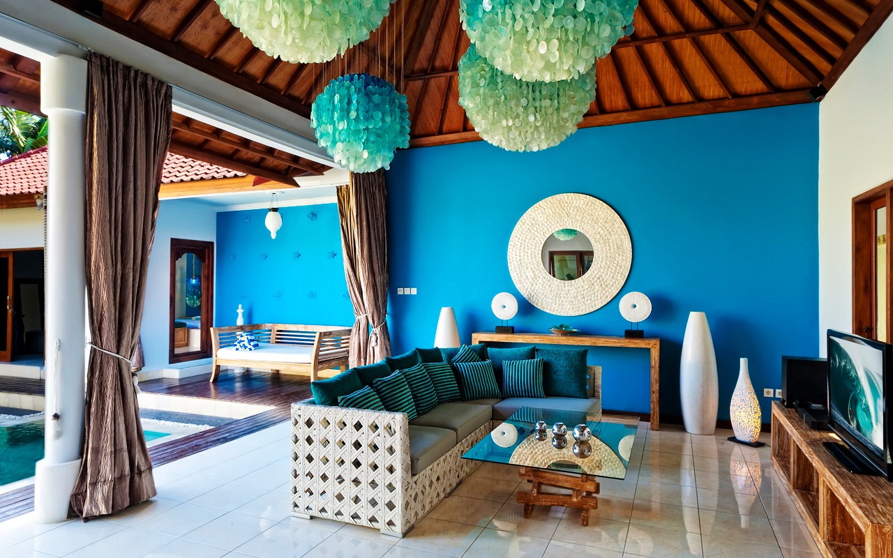 غـــرف معيشــه باللـــون الأزرق خيــااااااااااااال حكــاوينـــا