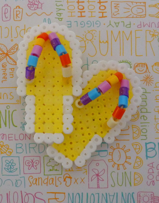 yellow summer color bead craft flip flops pattern design