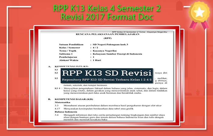 RPP K13 Kelas 4 Semester 2 Revisi 2017 Format Doc RPP K13 Kelas 4 Semester 2 Revisi 2017