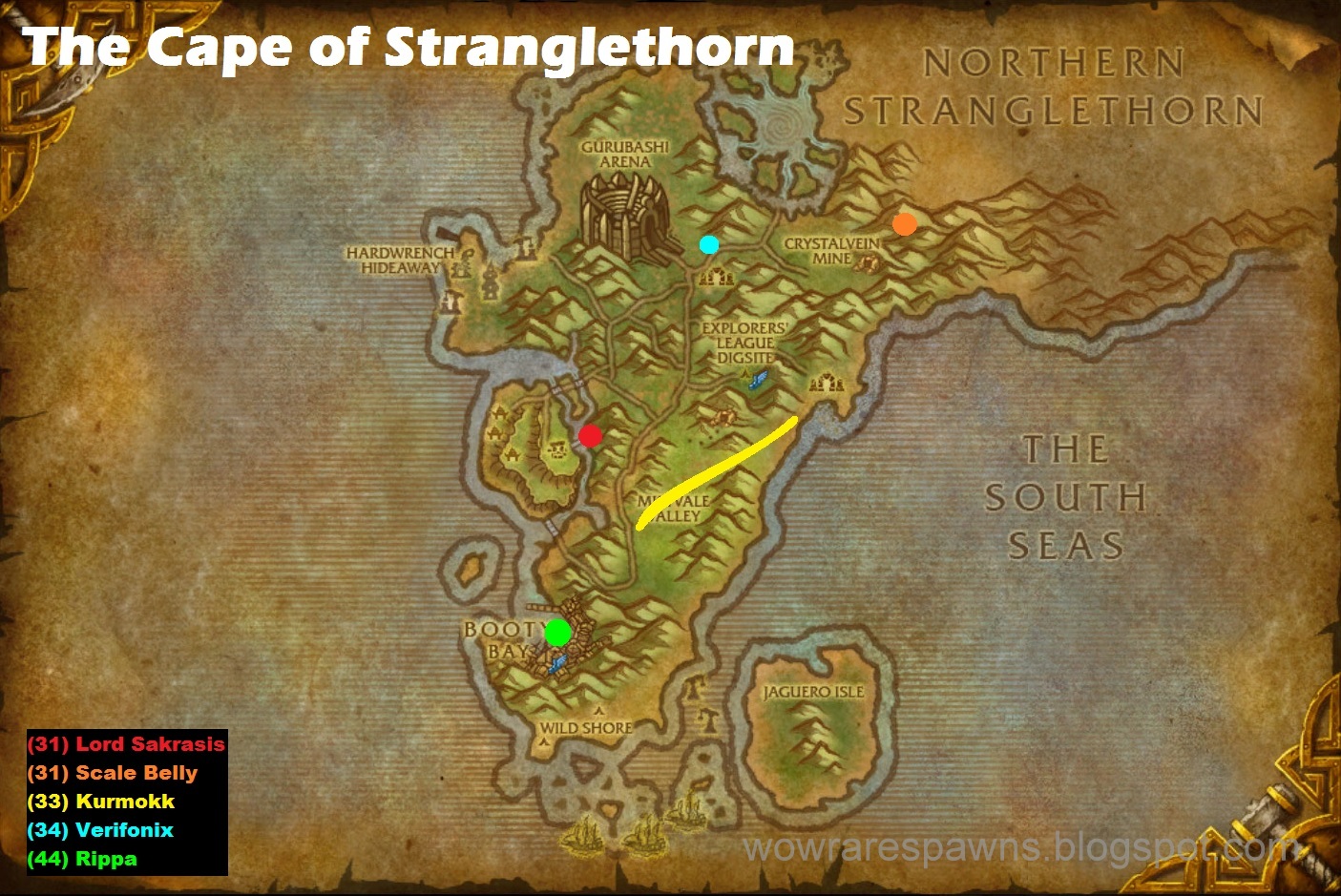 Wow Rare Spawns The Cape Of Stranglethorn Rare Spawns