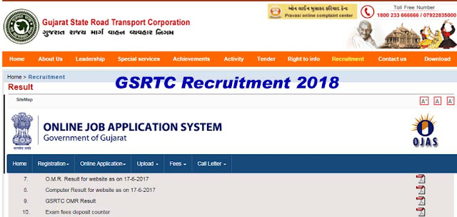 GSRTC Recruitment for 281 Clerk, Traffic Controller, Junior Assistant & Other Posts 2018 (OJAS)