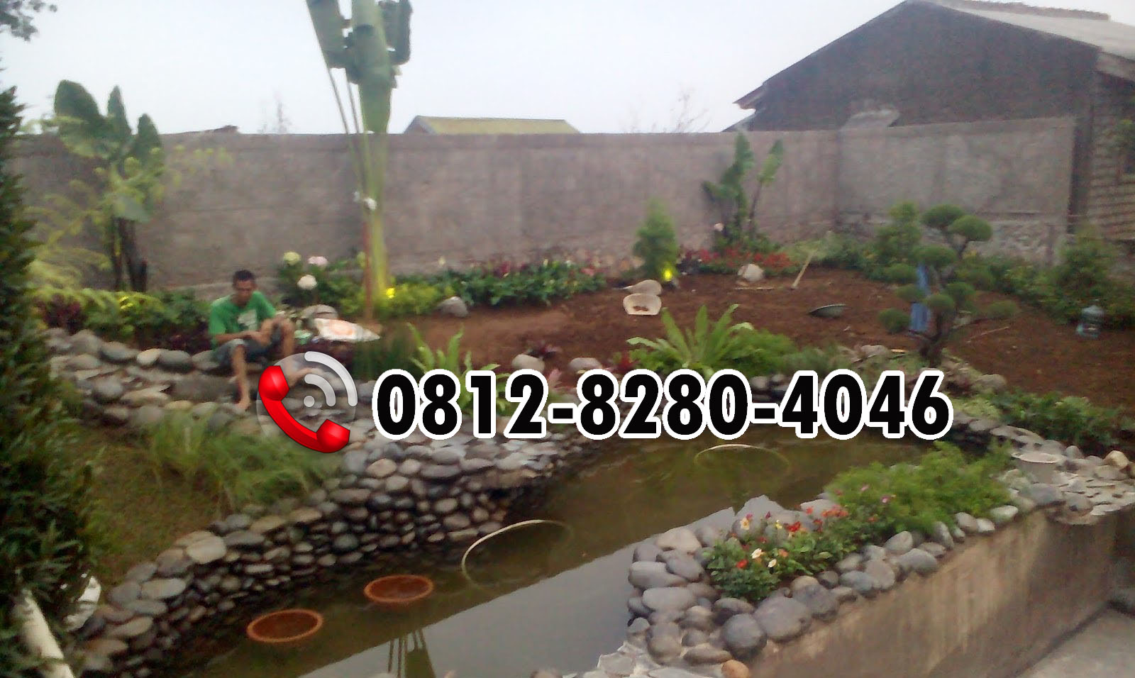 JASA PEMBUATAN KOLAM IKAN HIAS/ KOI - KOLAM BATU BULAT - KOLAM DESAIN