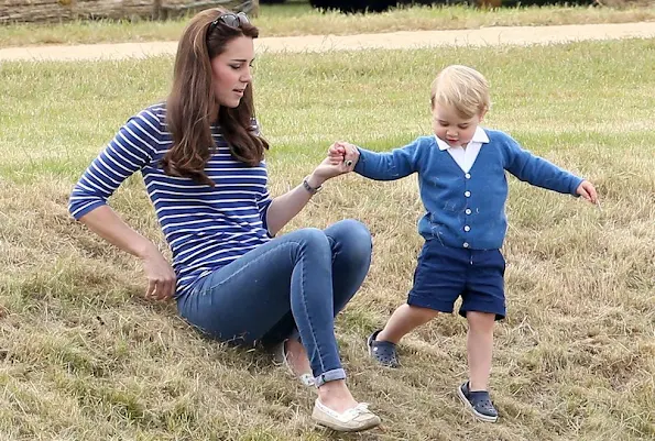 Catherine Duchess of Cambridge and Prince George attends the Gigaset Charity Polo Match with Prince George of Cambridge at Beaufort Polo Club 