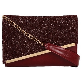SEQUIN MINI SHOULDER BAG - OXBLOOD SEQUIN MINI SHOULDER BAG - OXBLOOD