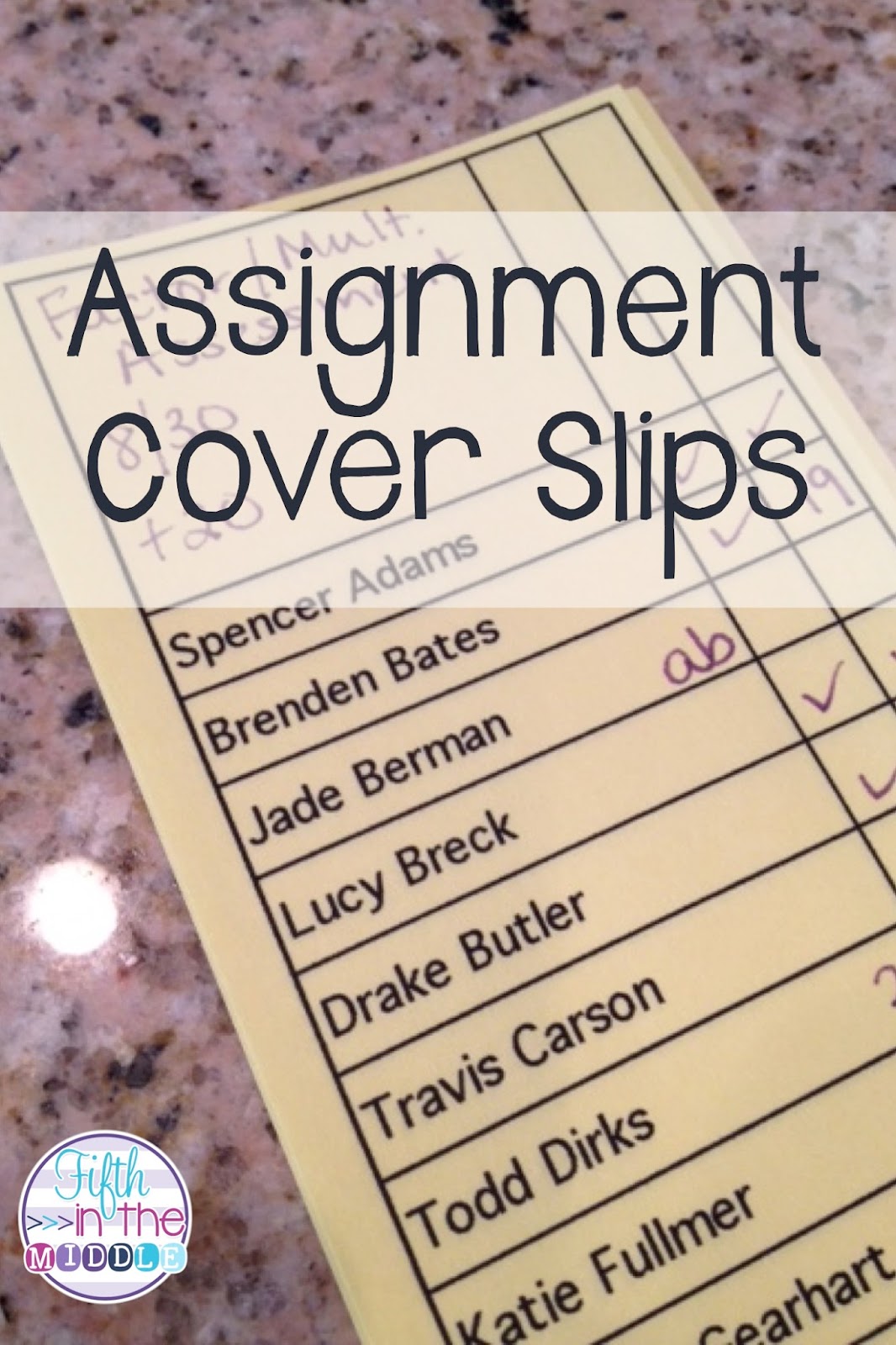 Bright Idea Assignment Cover Slips Fifth in the Middle