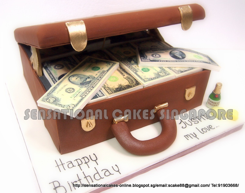 The Sensational Cakes BILLS NOTES MONEY IN BRIEFCASE 3D CAKE SINGAPORE