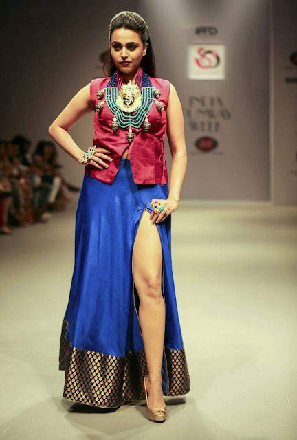 Actress Swara Bhaskar in Red by Purva Pardeshi at Indian Runway Fashion week at Delhi Actress Swara Bhaskar in Red by Purva Pardeshi at Indian Runway Fashion week at Delhi