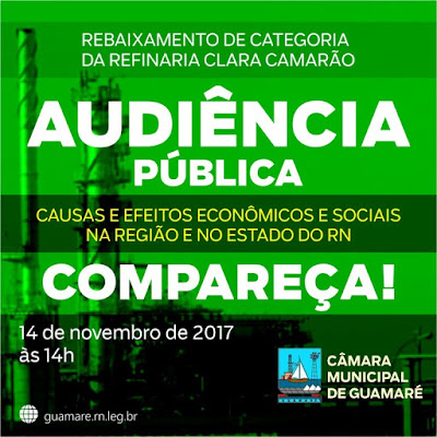 CM de Guamaré discutirá rebaixamento da Refinaria Clara Camarão