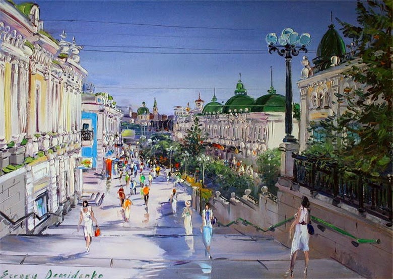 любинский проспект рисунок. демиденко омск. сергей демиденко весна картины. сергей демиденко художник дождь. улица ленина омск.