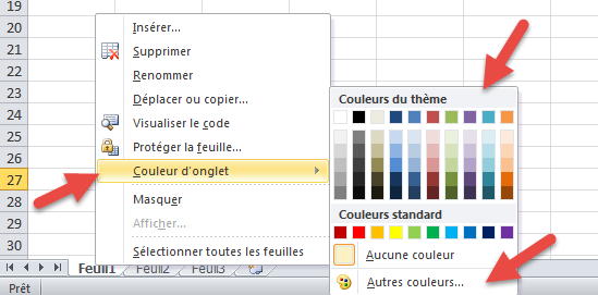 Colorer onglet feuille excel