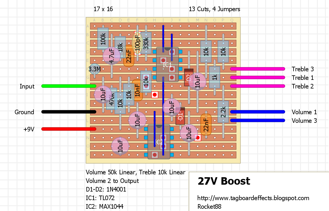 Guitar FX Layouts: BYOC 27V Boost