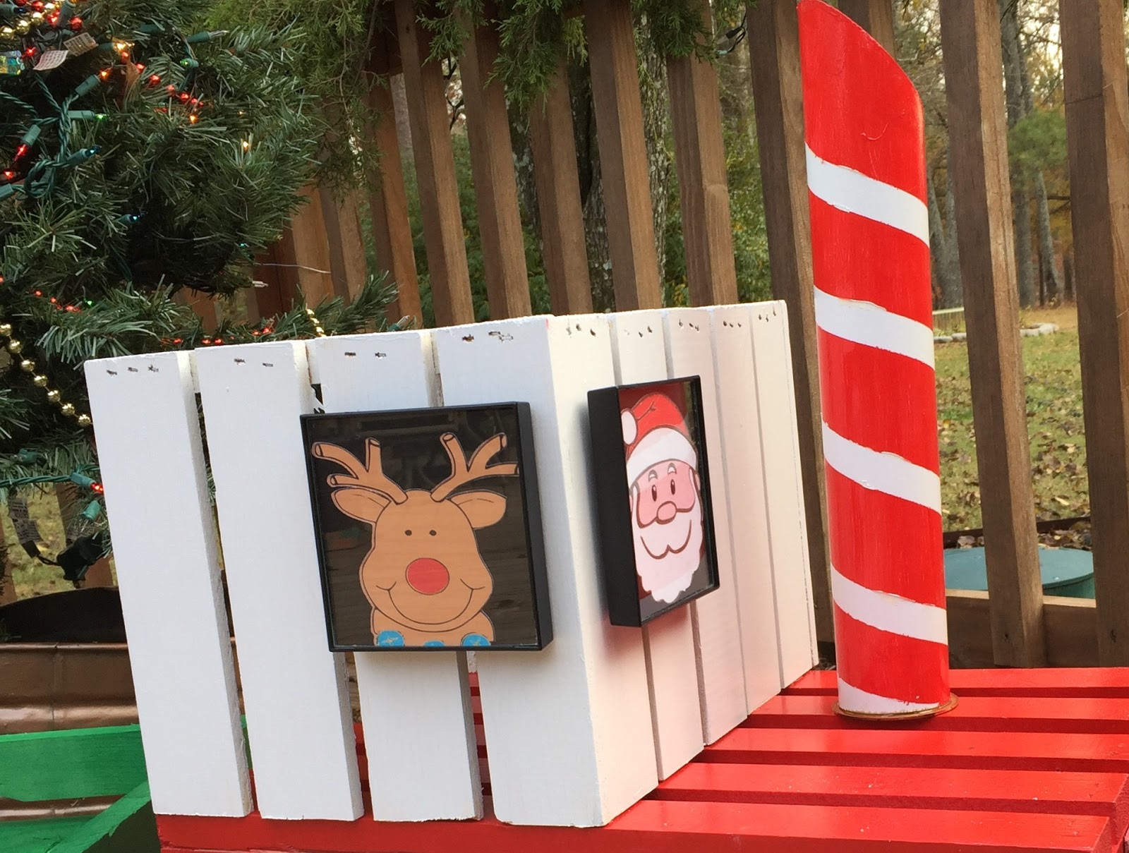 christmas train made out of crates