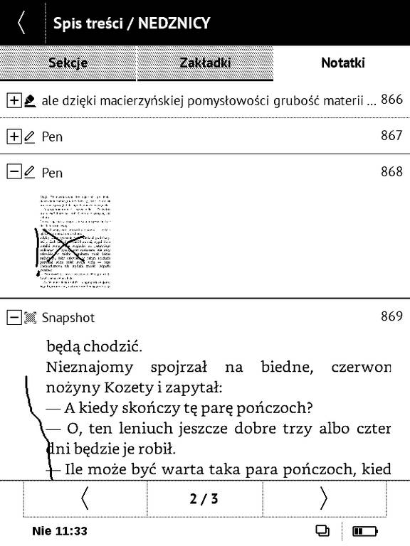 PocketBook Basic Touch 2 Save & Safe – przeglądanie notatek