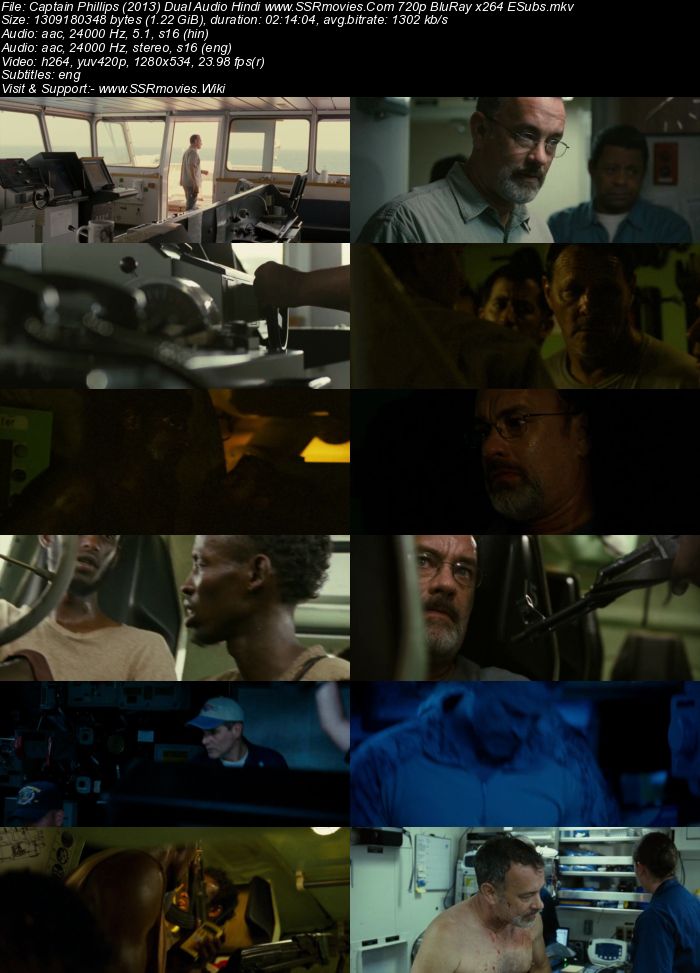 Captain Phillips (2013) Dual Audio Hindi 480p BluRay 400MB ESubs Movie Download