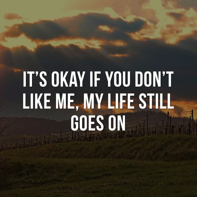 It's okay if you don't like me, my life still goes on! - Great Motivational Quotes