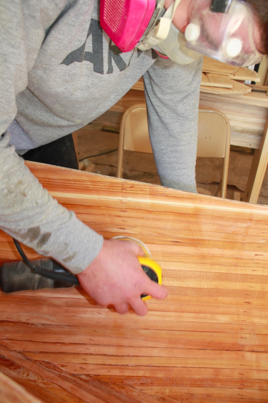 Cedar Strip Canoe Sanding the Interior