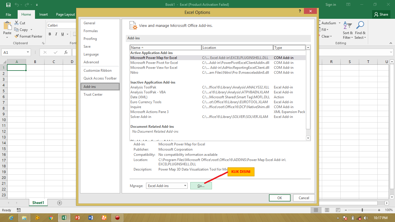 activate solver in excel 2016