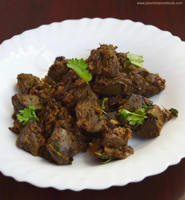 Poornima's Cook Book Spicy Mutton Liver Fry / Mutton Liver Varuval