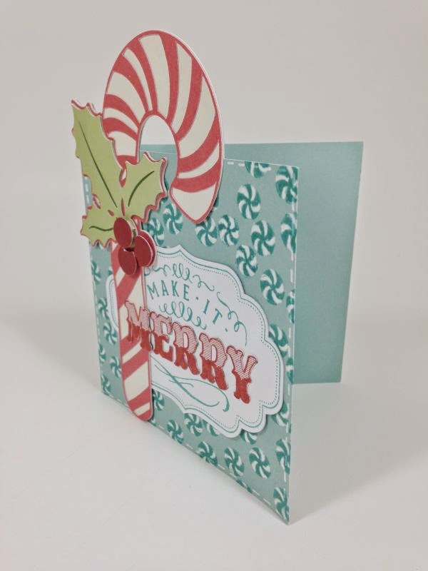 Make It Merry Candy Cane card sideview