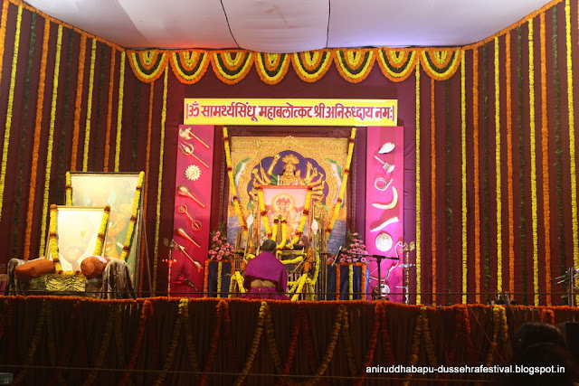 Sarasvati Poojan done at Shree Harigurugram on Vijayadashami when Ravan dahan took place to gain strength, increased capability with worship of Balshastra