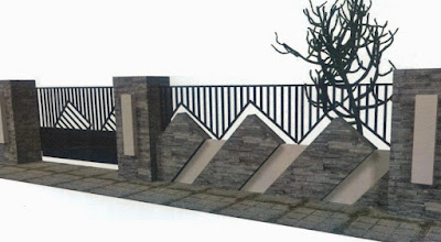 desain pagar batu alam keren