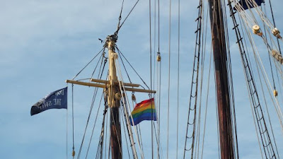 Mast of Lettie G Howard with Pride flag Mast of Lettie G Howard with Pride flag